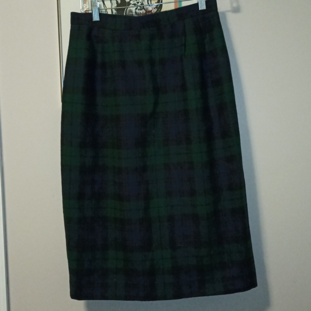 Vintage plaid wool blend skirt